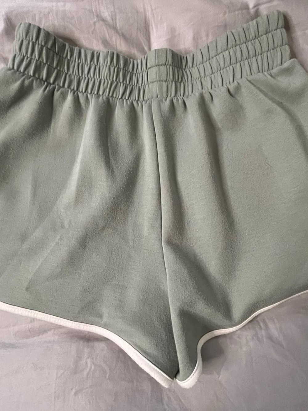 90 Degree Casual Olive Runner Shorts with White Trim - Picture 3 of 4
